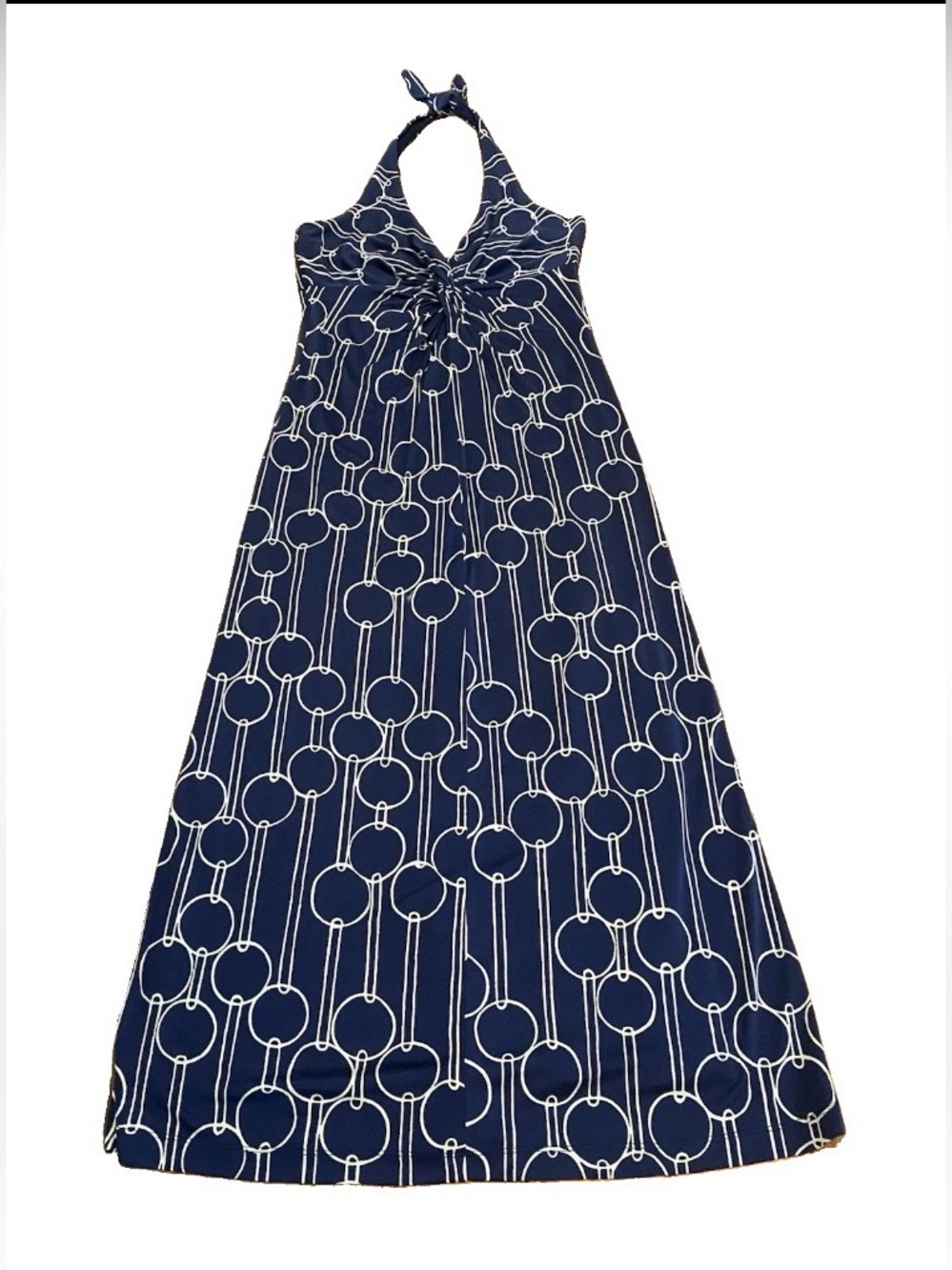 TRINA TURK Silk Jersey Nautical Chain Print Halter Maxi Dress Size 6 $388